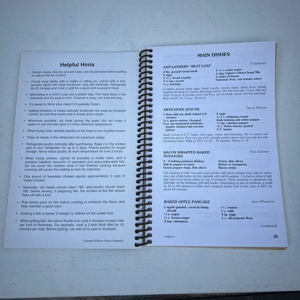 Local Maine Church Community Spiral Cookbook Small Town suppers recipes